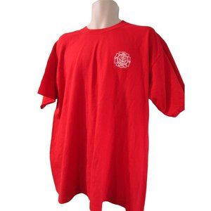 US Navy Shipboard Firefighter Red Short Sleeve T Shirt Men's XL Cotton Blend GUC